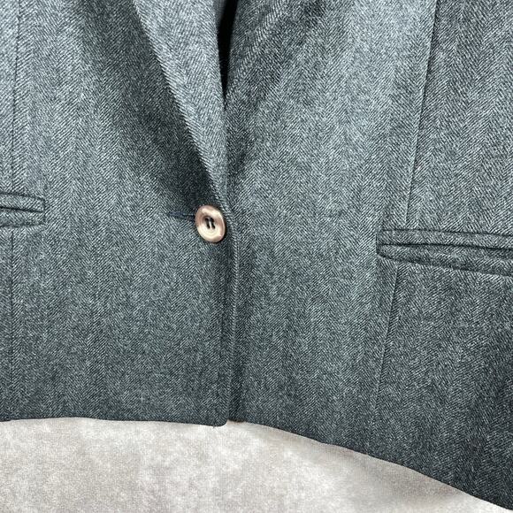 VTG Pierre Cardin‎ Blazer Skirt Set Womens 11/12 Gray Wool Herringbone Career - Picture 4 of 15